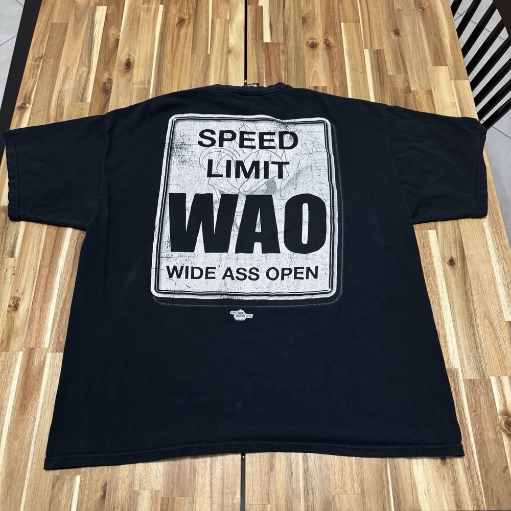 Piranaz Racing Shirt Mens XL Black Double Sided Speed Limit Wide Ass Open Y2K‎